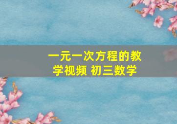 一元一次方程的教学视频 初三数学